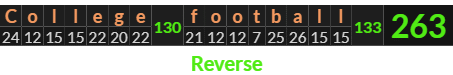 "College football" = 263 (Reverse)