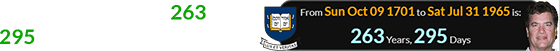 Patt Finn was born 263 years, 295 days after Yale’s formation: