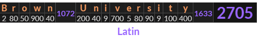 "Brown University" = 2705 (Latin)