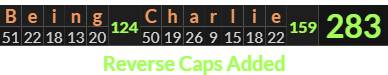 "Being Charlie" = 283 (Reverse Caps Added)