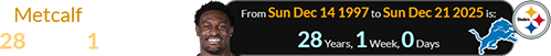 Metcalf was exactly 28 years, 1 week old: