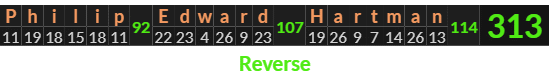 "Philip Edward Hartman" = 313 (Reverse)