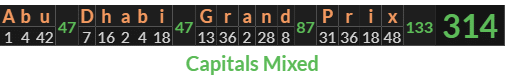 "Abu Dhabi Grand Prix" = 314 (Capitals Mixed)