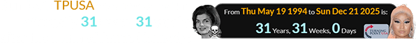 Sunday’s TPUSA event was a span of exactly 31 years, 31 weeks after the death of Jackie Kennedy: