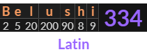 "Belushi" = 334 (Latin)