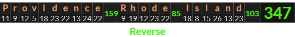 "Providence Rhode Island" = 347 (Reverse)