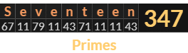 "Seventeen" = 347 (Primes)