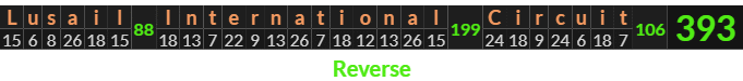 "Lusail International Circuit" = 393 (Reverse)