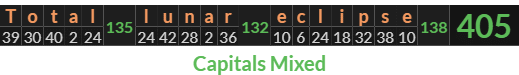 "Total lunar eclipse" = 405 (Capitals Mixed)
