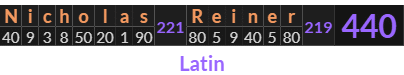 "Nicholas Reiner" = 440 (Latin)