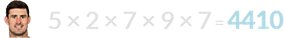 5 × 2 × 7 × 9 × 7 = 4410