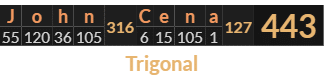 "John Cena" = 443 (Trigonal)