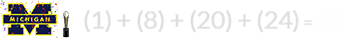 (1) + (8) + (20) + (24) = 53