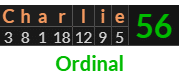 "Charlie" = 56 (Ordinal)