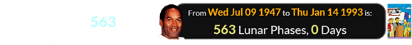 The musical episode first aired exactly 563 Lunar phases after O.J. was born: