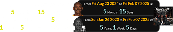 “Doot Doot (6 7)” came out 5 months, 15 days after Kobe’s birthday and 5 years, 1 week, 5 days after he died: