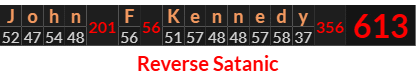 "John F Kennedy" = 613 (Reverse Satanic)