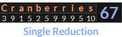 "Cranberries" = 67 (Single Reduction)