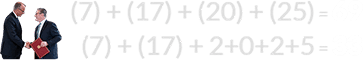 (7) + (17) + (20) + (25) = 69 and (7) + (17) + 2+0+2+5 = 33