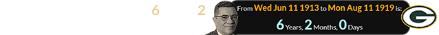 Vince was born exactly 6 years, 2 months before the Packers’ founding: