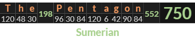 "The Pentagon" = 750 (Sumerian)