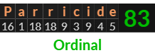 "Parricide" = 83 (Ordinal)