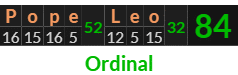 "Pope Leo" = 84 (Ordinal)