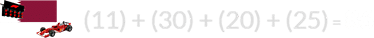 (11) + (30) + (20) + (25) = 86