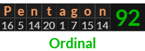 "Pentagon" = 92 (Ordinal)