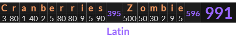 "Cranberries Zombie" = 991 (Latin)