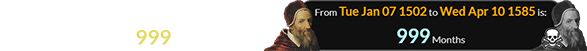 Pope Gregory XIII died three days after turning 999 months old: