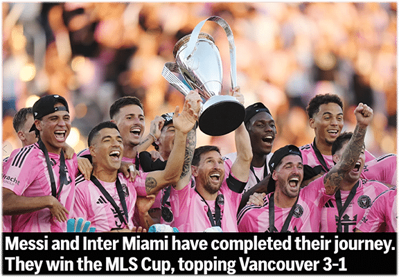 Messi and Inter Miami have completed their journey. They win the MLS Cup, topping Vancouver 3-1