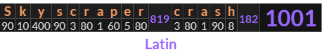 "Skyscraper crash" = 1001 (Latin)