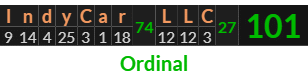 "IndyCar LLC" = 101 (Ordinal)