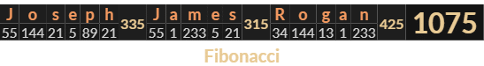 "Joseph James Rogan" = 1075 (Fibonacci)