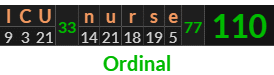 "ICU nurse" = 110 (Ordinal)