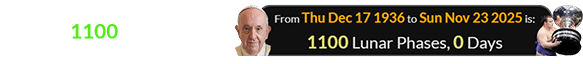 Aonishiki won his first yūshō exactly 1100 Lunar phases after Pope Francis was born: