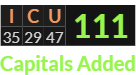 "ICU" = 111 (Capitals Added)