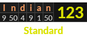 "Indian" = 123 (Standard)