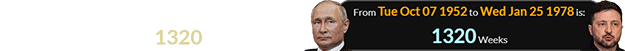 Vladimir Putin and Volomyr Zelenskyy were born 1320 weeks apart: