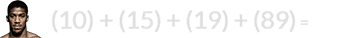 (10) + (15) + (19) + (89) = 133