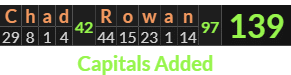 "Chad Rowan" = 139 (Capitals Added)