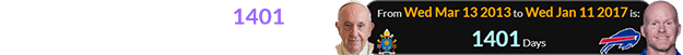 Sean’s hiring was a span of 1401 days after Francis was elected as pope: