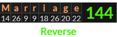 "Marriage" = 144 (Reverse)