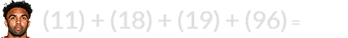 (11) + (18) + (19) + (96) = 144