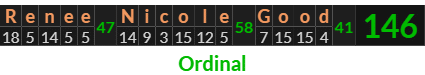 "Renee Nicole Good" = 146 (Ordinal)