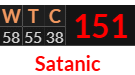 "WTC" = 151 (Satanic)