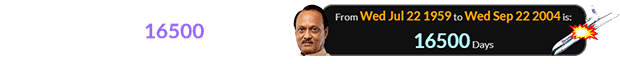 The 22-Sep-2004 crash of Oceanic 815 was a span of 16500 days after Ajit Pawar’s date of birth: