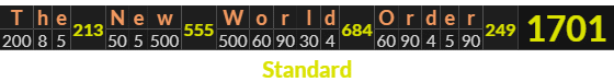 "The New World Order" = 1701 (Standard)