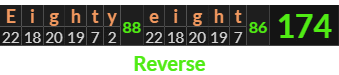 "Eighty eight" = 174 (Reverse)